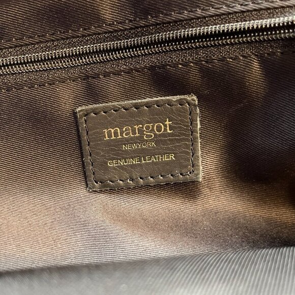 Margot New York Shoulder Bag Soft Leather Multiple Pockets Snap Closure Black OS - Picture 11 of 14